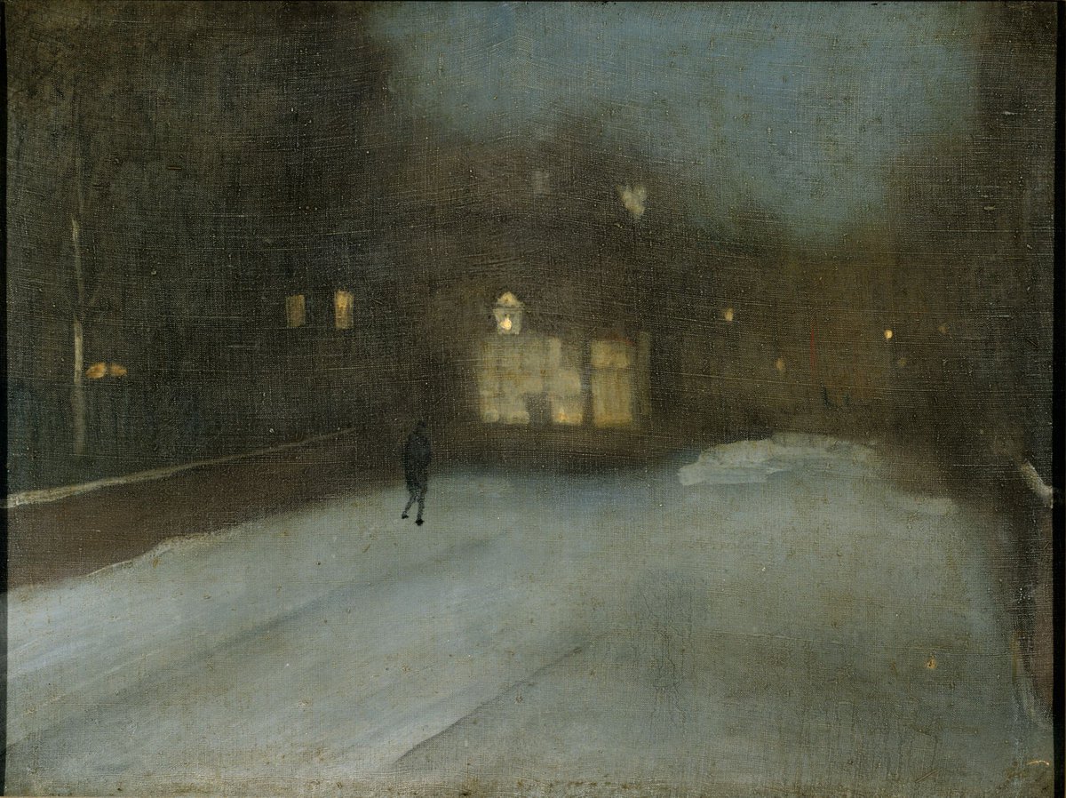 'Nocturne: Grey and Gold - Snow in Chelsea' (1876) by James McNeill Whistler 

(Harvard Art Museums)