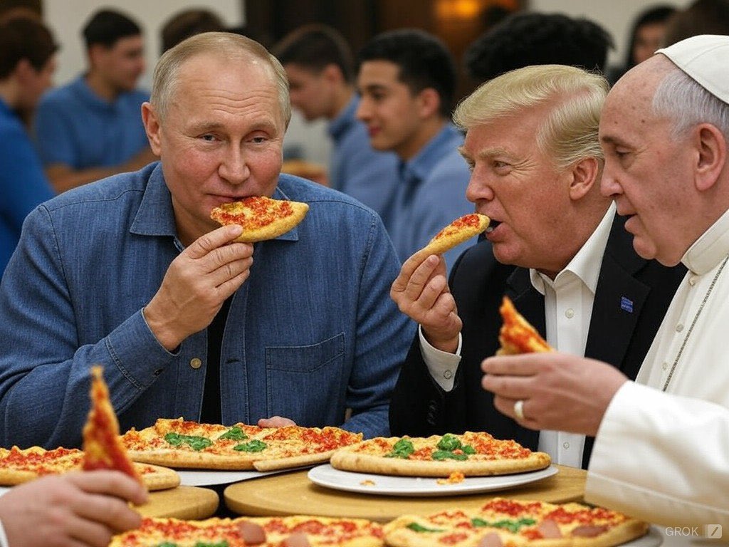 Estado Vaticano (@estadovaticano) on Twitter photo Fue idea de Trump desayunar pizza. En la tarde comeremos Faláfel 🧆
Amén 🙏🏻
<a href="/pelazoUSA/">Dønald Trump 🇺🇸 parodia</a> <a href="/TheBigBossPutin/">Vladímir Putin 🇷🇺ᴾᵃʳᵒᵈʸ</a> Fue idea de Trump desayunar pizza. En la tarde comeremos Faláfel 🧆
Amén 🙏🏻
<a href="/pelazoUSA/">Dønald Trump 🇺🇸 parodia</a> <a href="/TheBigBossPutin/">Vladímir Putin 🇷🇺ᴾᵃʳᵒᵈʸ</a>