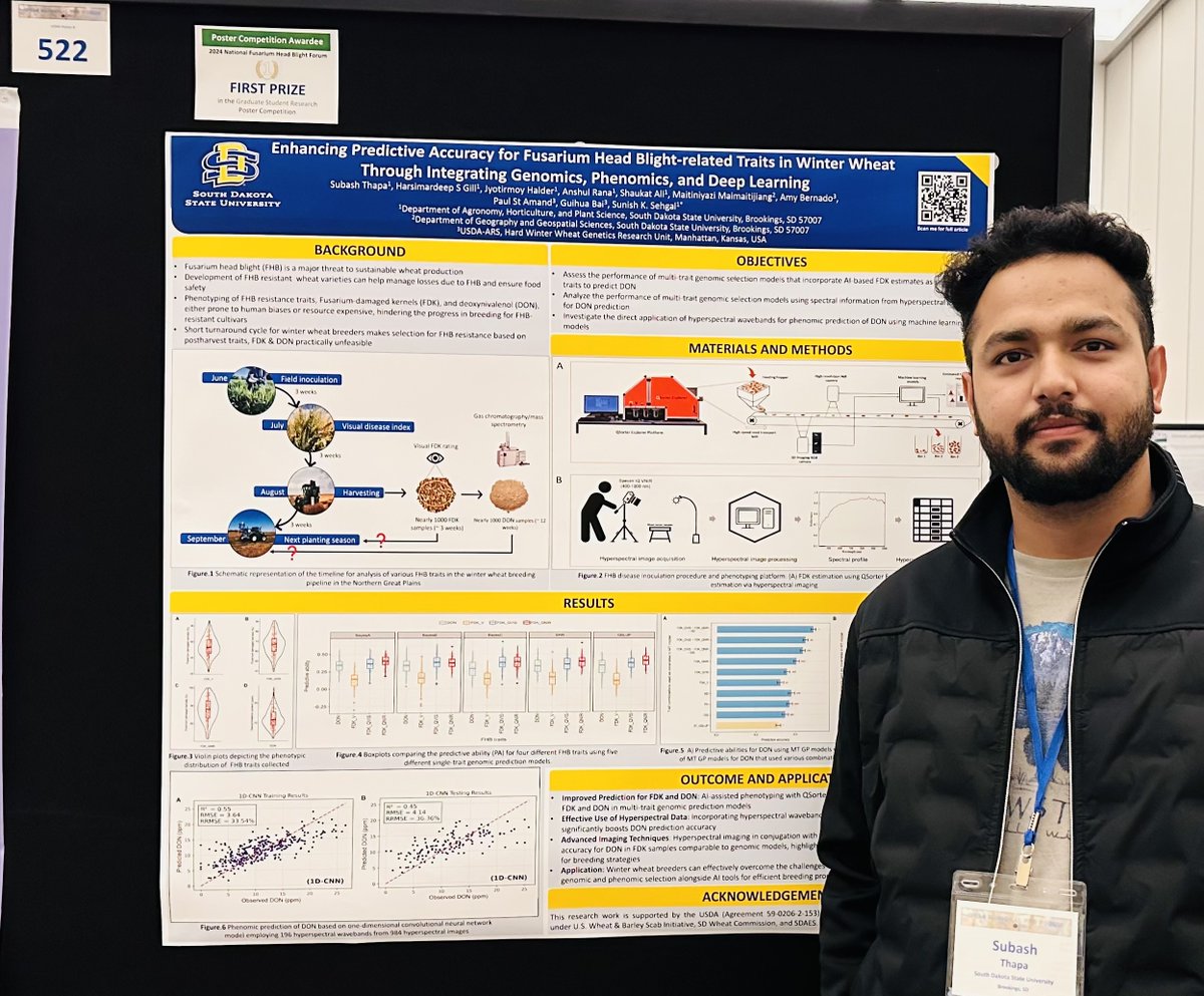 SD Wheat (@wheatsd) on Twitter photo Congratulations to <a href="/SDState/">South Dakota State University</a> student <a href="/SubashSDSU/">Subash Thapa</a> on winning first place in the poster competition at <a href="/USWBSI/">USWBSI</a>! 🌾Subash is a PhD student under the guidance of Dr. Sunish Sehgal and SD Wheat Commission is proud to help sponsor their work. <a href="/WheatInnovation/">SDSU Winter Wheat Breeding</a> Congratulations to <a href="/SDState/">South Dakota State University</a> student <a href="/SubashSDSU/">Subash Thapa</a> on winning first place in the poster competition at <a href="/USWBSI/">USWBSI</a>! 🌾Subash is a PhD student under the guidance of Dr. Sunish Sehgal and SD Wheat Commission is proud to help sponsor their work. <a href="/WheatInnovation/">SDSU Winter Wheat Breeding</a>
