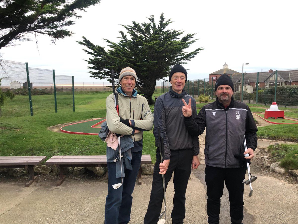 Massive congratulations to Clive in the middle who got two hole in ones today! ⛳️👏👏 <a href="/LinkGolfUK_/">Link Golf UK</a> 

#littlelinksgolf #pitchandputt #stannes #holeinone