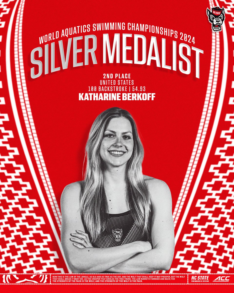 Katharine Berkoff sets a personal best, and wins SILVER for her performance in the 100 back in the final!
#GoPack🐺