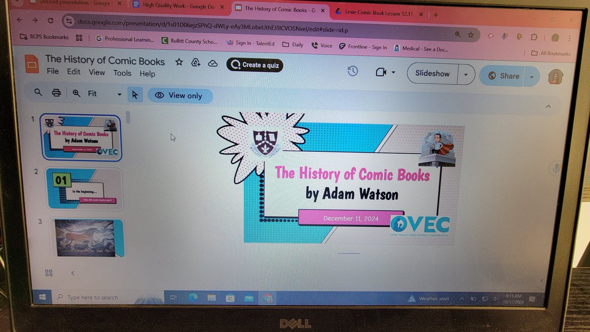 watsonedtech's tweet photo. Here in the @bcpsky Bullitt Central HS classroom of @MrsGilleyUSHis as we discuss the history of comic books and the impact of structures on narrative.  This all leads to their original historical comic book exhibition on December 19! #MovingForward #AllinKY #KYILN #KYDL https://t.co/mqecxehMFy