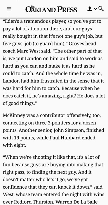 Nicole McKinney (@bballmominthed) on Twitter photo Groves Varsity Bball is playing on all cylinders for start of the season, bringing that Falcon energy (4-0).⚡️
Whole squad is 🔥. Recap vs. Ferndale.👇🏾Thanks <a href="/TheOaklandPress/">The Oakland Press</a> for the <a href="/Landonmckinney_/">Landon McKinney</a> mentions!
<a href="/KevinMoses38/">Kevin Moses LLC</a> <a href="/Uorangemen2/">Coach Davis Sr, 25yrs plus experience</a> <a href="/scoopIPS/">TJ Kelley</a> <a href="/jgilbertsport/">Jonathon Gilbert</a> <a href="/HankampScott/">Scott Hankamp</a> Groves Varsity Bball is playing on all cylinders for start of the season, bringing that Falcon energy (4-0).⚡️
Whole squad is 🔥. Recap vs. Ferndale.👇🏾Thanks <a href="/TheOaklandPress/">The Oakland Press</a> for the <a href="/Landonmckinney_/">Landon McKinney</a> mentions!
<a href="/KevinMoses38/">Kevin Moses LLC</a> <a href="/Uorangemen2/">Coach Davis Sr, 25yrs plus experience</a> <a href="/scoopIPS/">TJ Kelley</a> <a href="/jgilbertsport/">Jonathon Gilbert</a> <a href="/HankampScott/">Scott Hankamp</a>