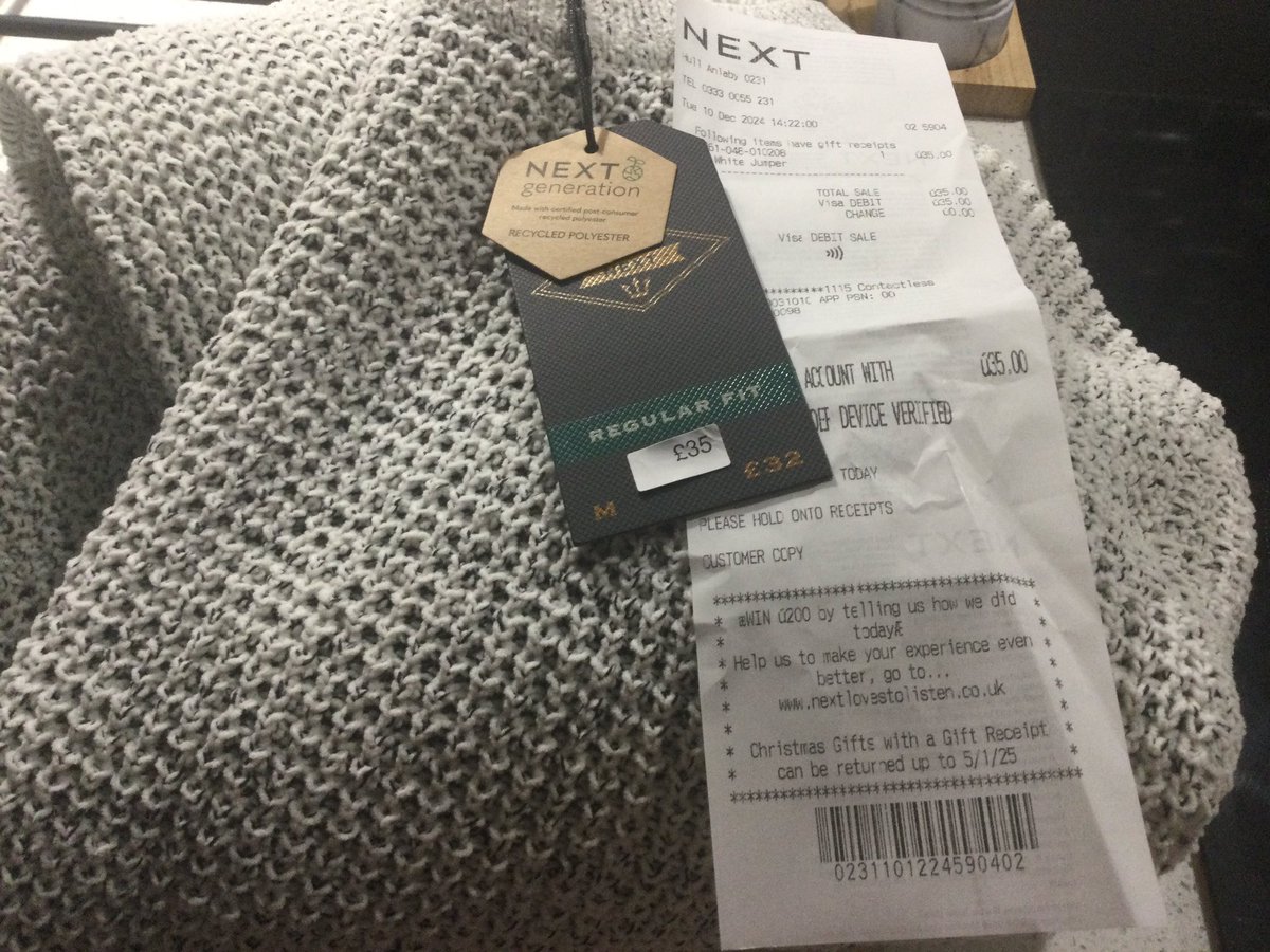 carole_cutting's tweet photo. @nextofficial I bought this jumper for £35 as a gift, peeled off the sticker on the front of the tag to reveal a cheaper price😡How can this be? 🤔 Care to explain…. https://t.co/VGq4DpvDH9