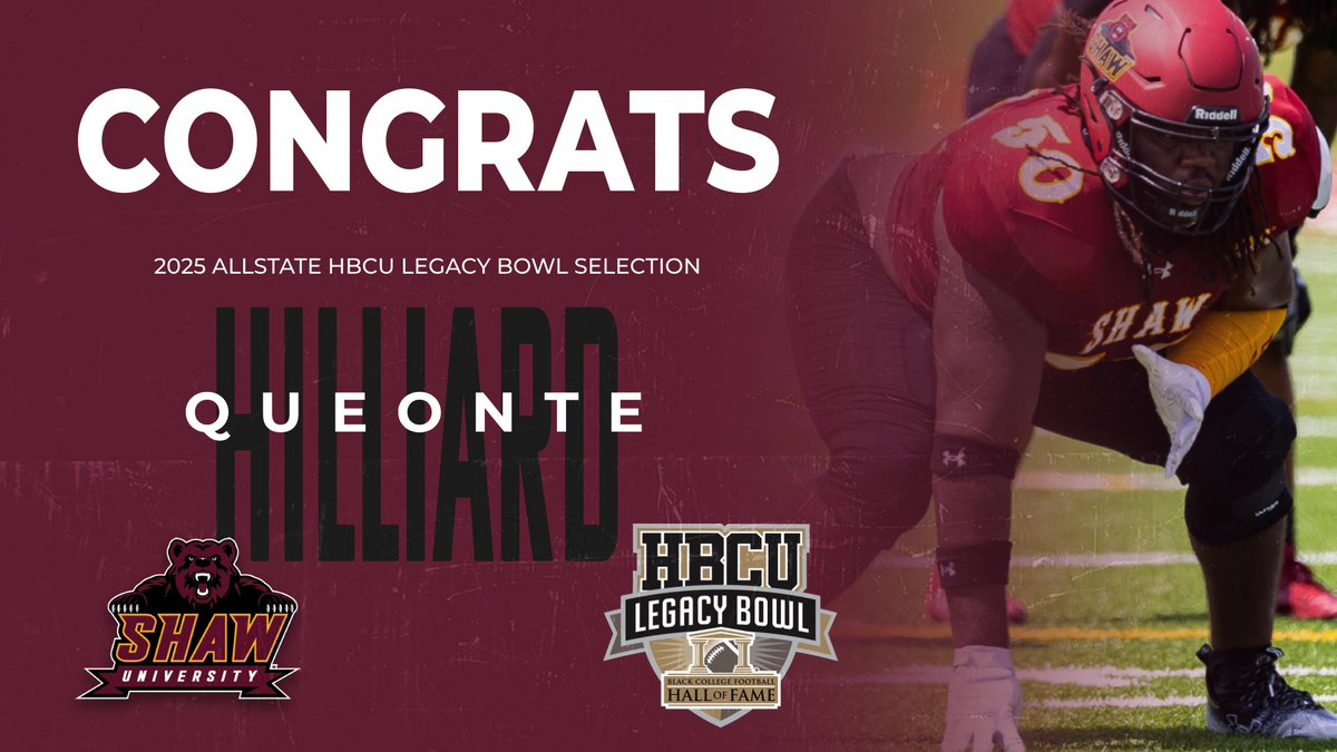 ShawBears's tweet image. Make that a TRIO of Bears heading to New Orleans.

Congrats Queonte!!!

#ShawU | #BearWithUs | #LegacyBowl