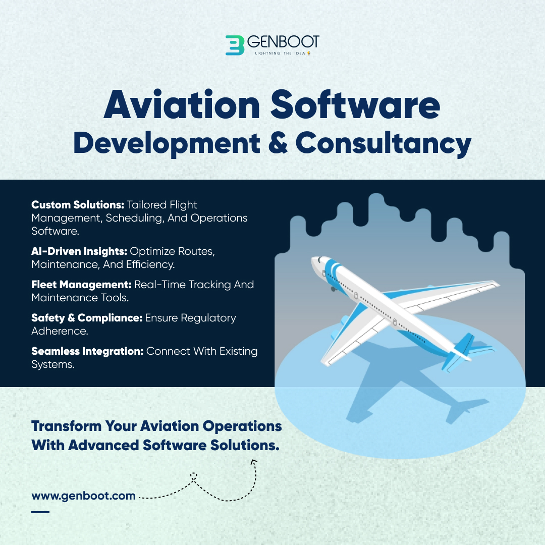 Genboot_co's tweet image. Take your aviation operations to new heights with tailored software solutions. From flight management to AI-driven insights, we’ve got you covered!
Click Here: genboot.com
#AviationSoftware #FlightOptimization #FleetManagement #Genboot #AI #Aviationapp #Newideas