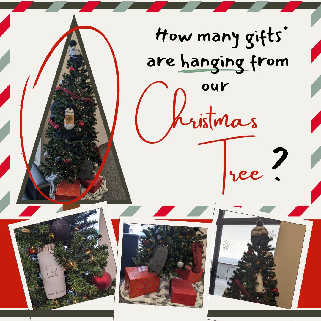 PrairieSkyPromo's tweet photo. ONLY THREE MORE DAYS TO ENTER!! Can you guess how many gifts are hanging on our Christmas Tree? To enter, send us your guess between December 2nd and December 13 via Direct Message (DM) or in person (320A Cargill Rd). The winner will receive a warm comfy blanket. https://t.co/B85sMKWdYA