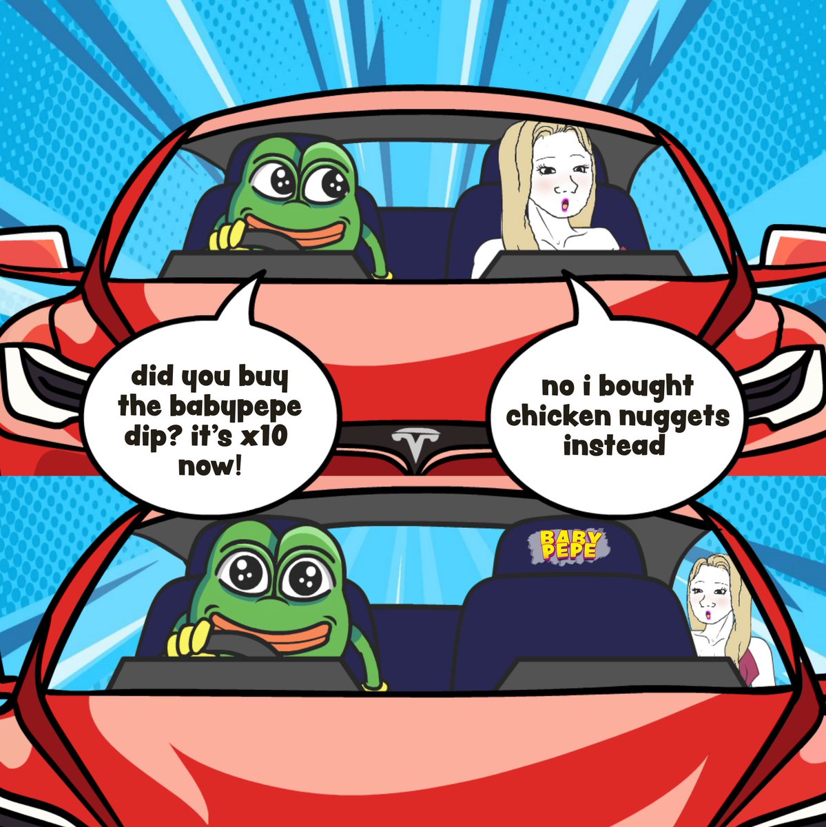 BabyPepeBNB's tweet photo. If she isn't buying all #Babypepe dips, she's for the streets! https://t.co/7hGTIu9aTa