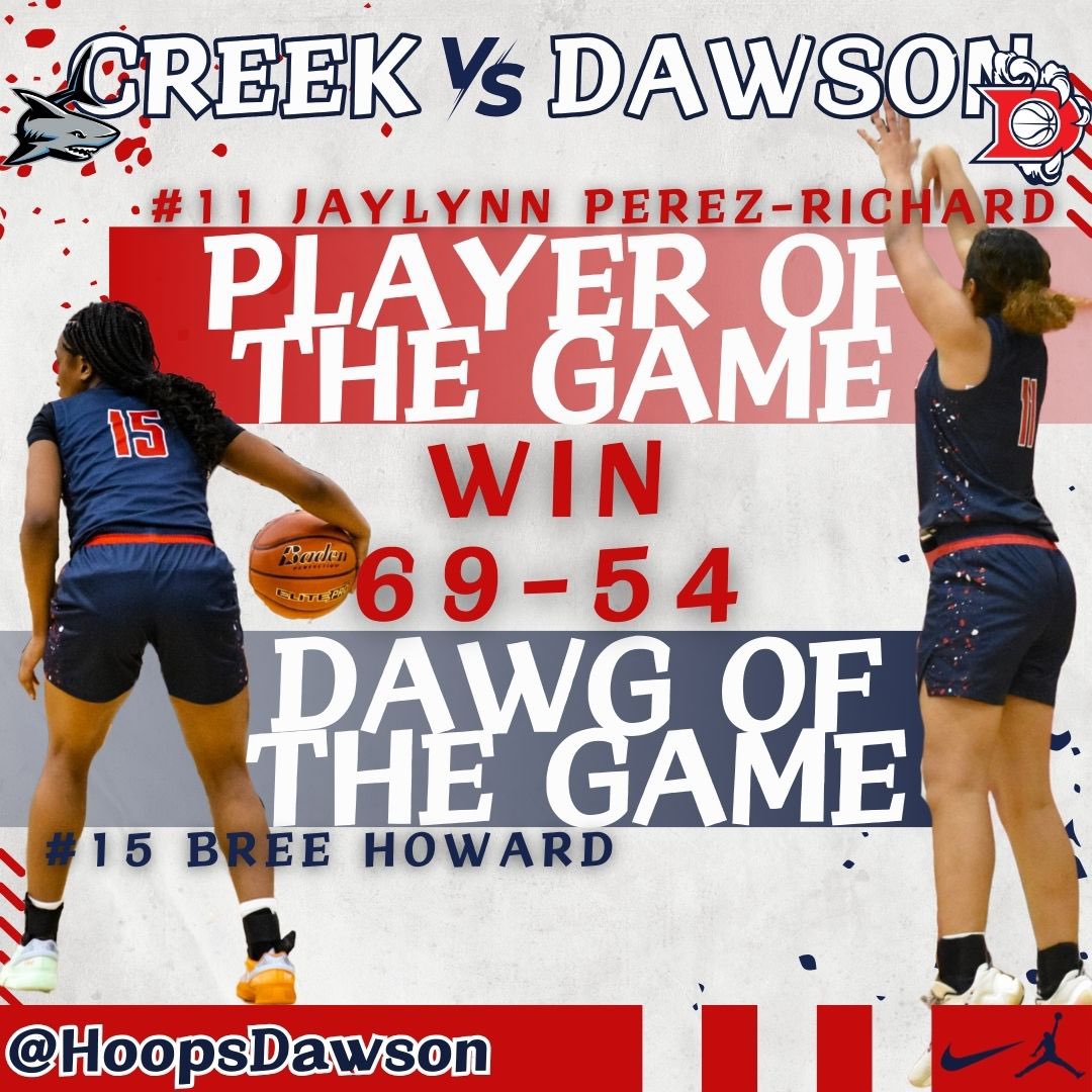 We went fishing for Sharks and caught a DUB! Congrats to our Player &amp; Dawg of the Game for helping lead us to victory! 😎🙌🏾 #NotSatisfied 🏀🦅 <a href="/DawsonHighSchl/">Dawson Eagles</a> <a href="/AthlPearlandisd/">Pearland ISD Athletics Department</a> <a href="/drdavis111/">Dr. David Davis</a> <a href="/AubrianaHoward3/">Aubriana</a> <a href="/jaylynnn_13/">Jaylynn Perez- Richard</a>