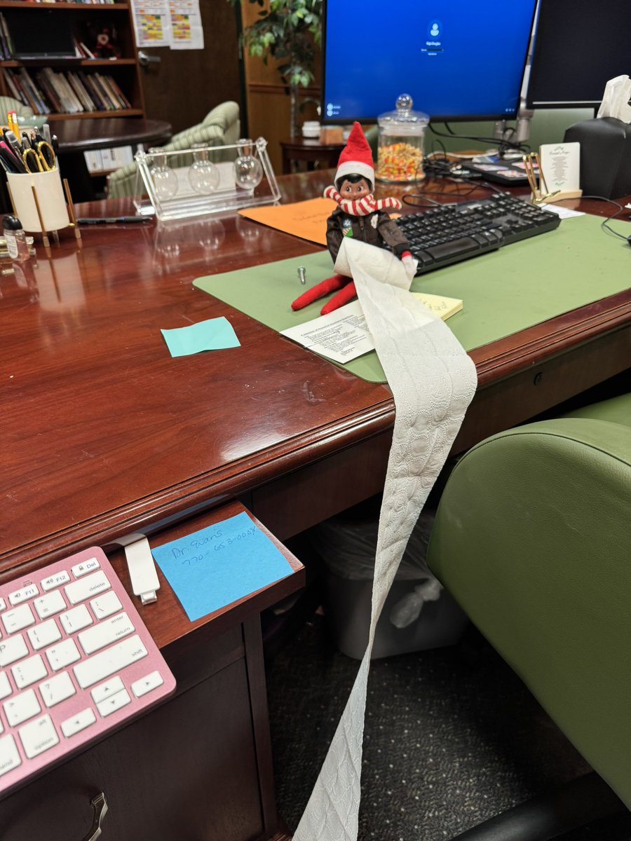 GHSPBIS's tweet photo. Our elves are being little mischievous today. Who rolled Ms. Douglas’ office??? @GSCSMTSS https://t.co/rRYlsPNaGI