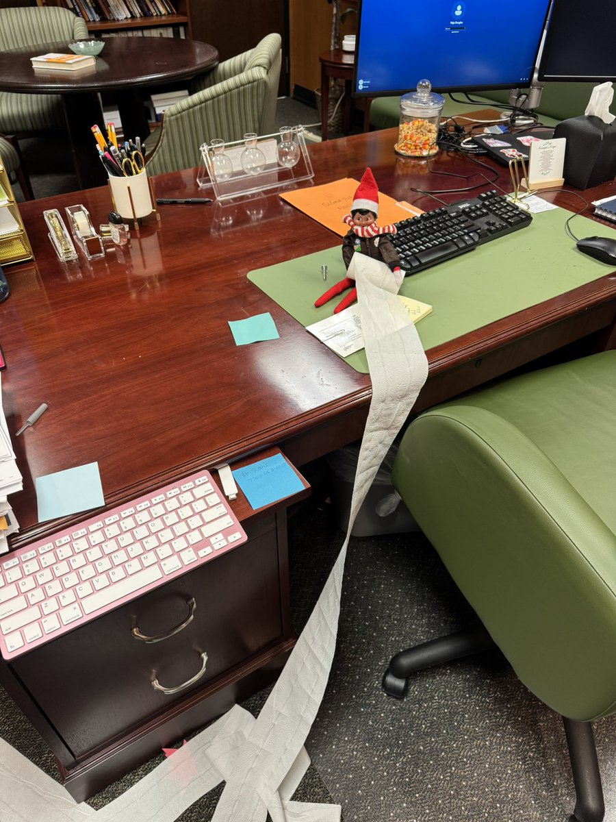 GHSPBIS's tweet photo. Our elves are being little mischievous today. Who rolled Ms. Douglas’ office??? @GSCSMTSS https://t.co/rRYlsPNaGI