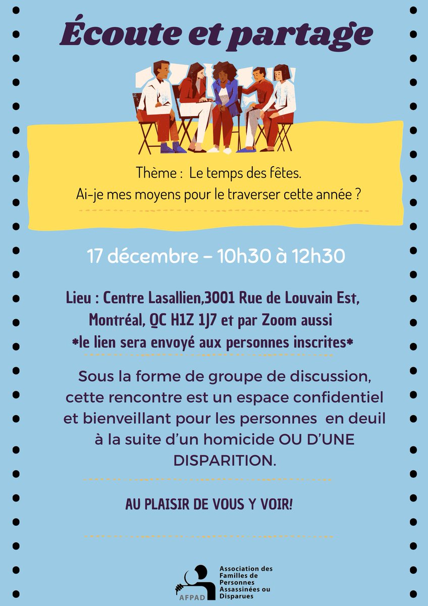 afpad's tweet photo. Petite invitation à la rencontre Écoute &amp; partage!🫂❄️ https://t.co/MdB1zepAf4