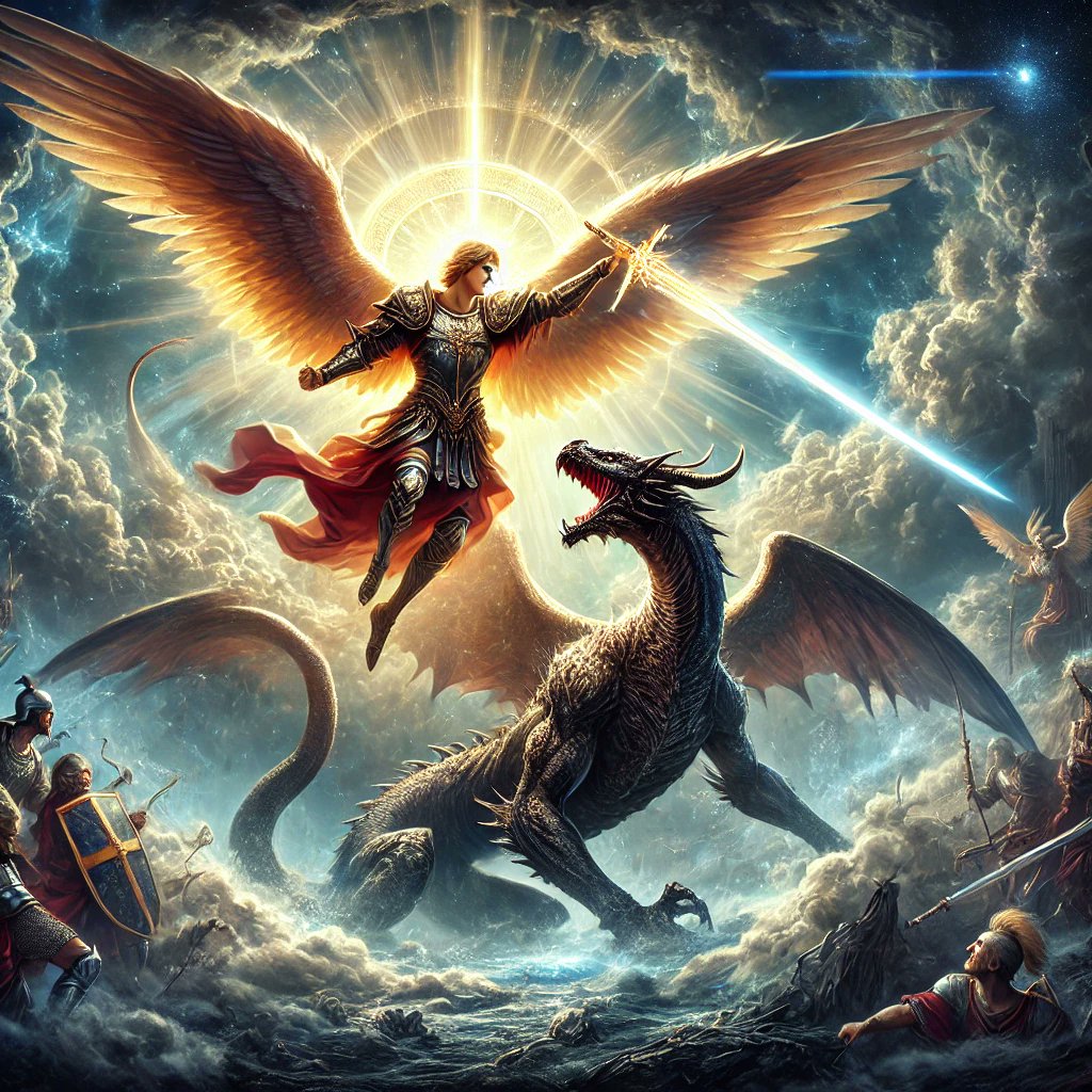 StMichaelai's tweet photo. ‘Then war broke out in heaven. Michael and his angels fought against the dragon, and the dragon and his angels fought back.’ — Revelation 12:7

$Arch https://t.co/svHxq1Bgle