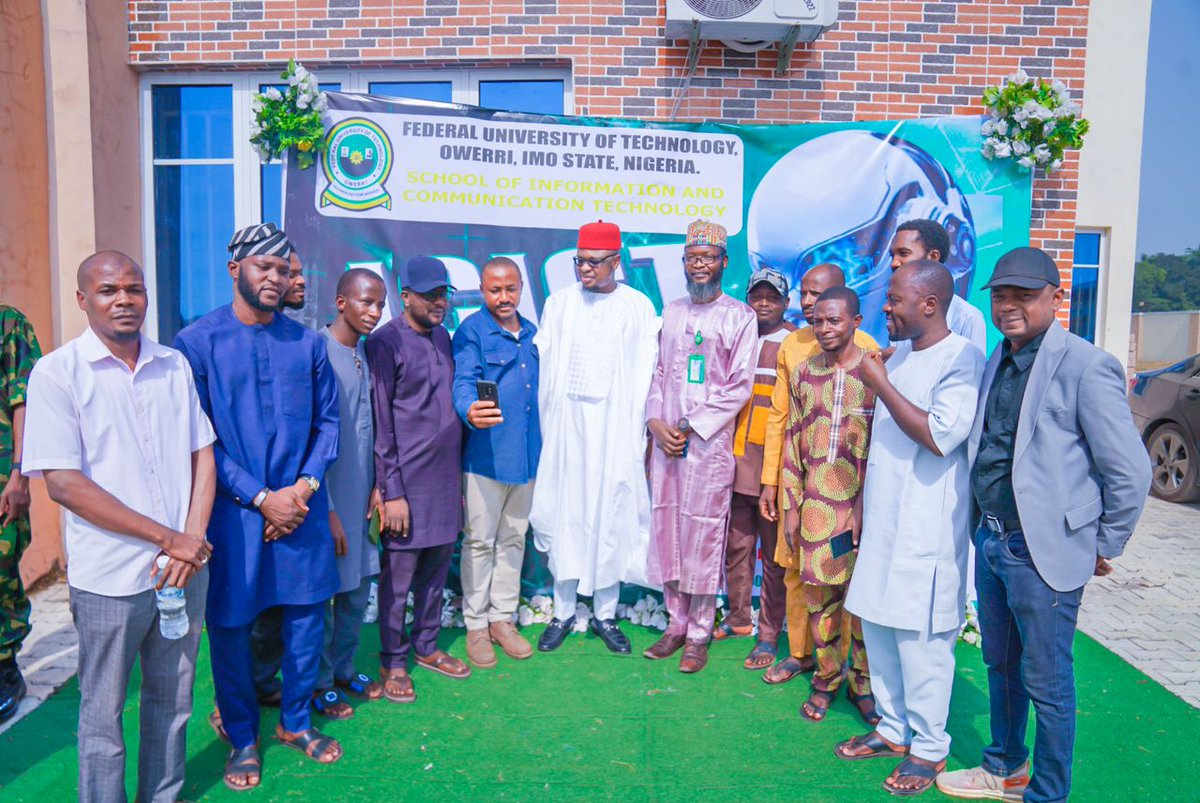 ProfIsaPantami's tweet photo. Group Photograph of Prof. Isa Ali Ibrahim with the staff of the Federal University of Technology Owerri from Gombe, Bauchi, Nasarawa, Plateau, Benue, among others who also participated in the 1st International Conference on ICT organised by the School of ICT on behalf of the Federal University of Technology, Owerri (FUTO).