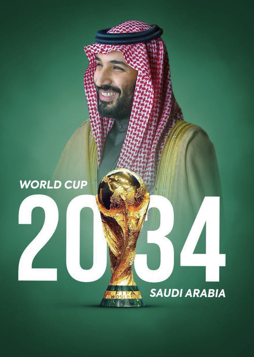 الف الف الف مبرووووووووووووك
لأهلنا واحبابنا في المملكة العربيه السعوديه 
هذا الانجاز العظيم 💚🇰🇼🇸🇦💙

#كاس_العالم_2034