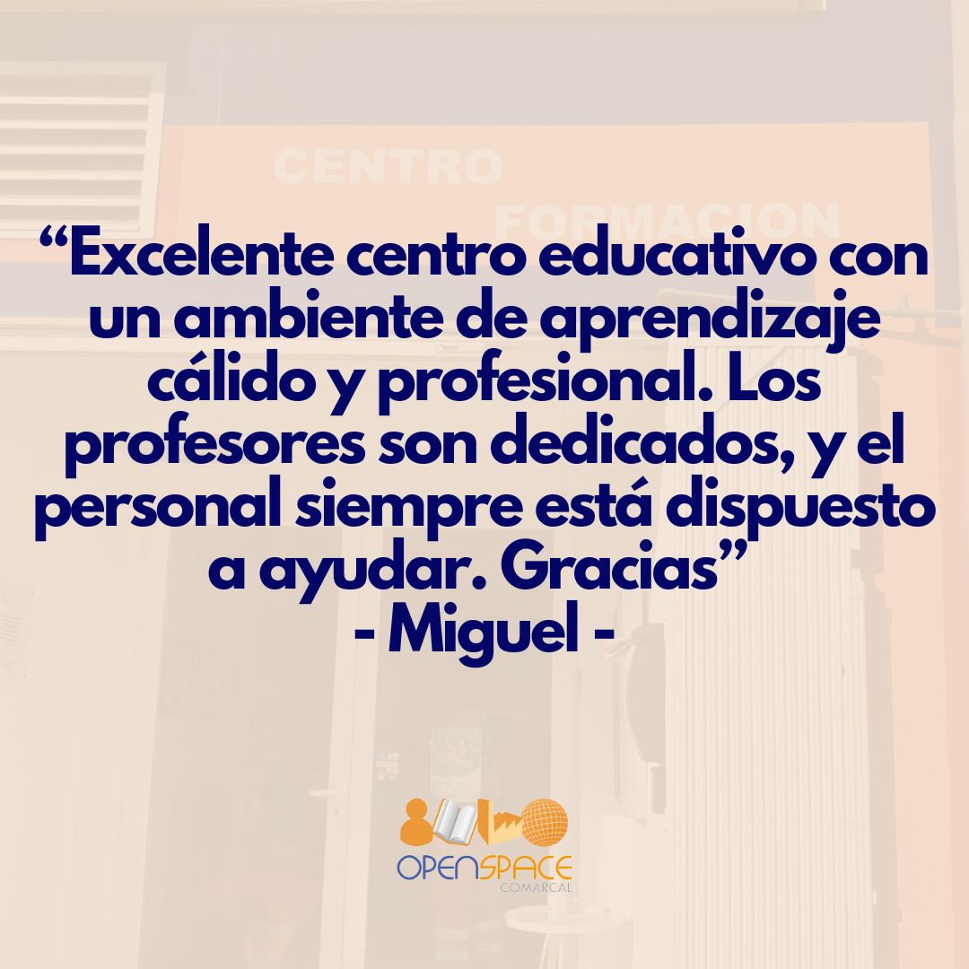 OSComarcal's tweet image. Empezamos la semana con muchísima ilusión de leer vuestras reseñas 😍

Gracias a todo nuestro alumnado por elegir Open Space Comarcal 👏
#openspacecomarcal #formacionprofesional #puertosagunto