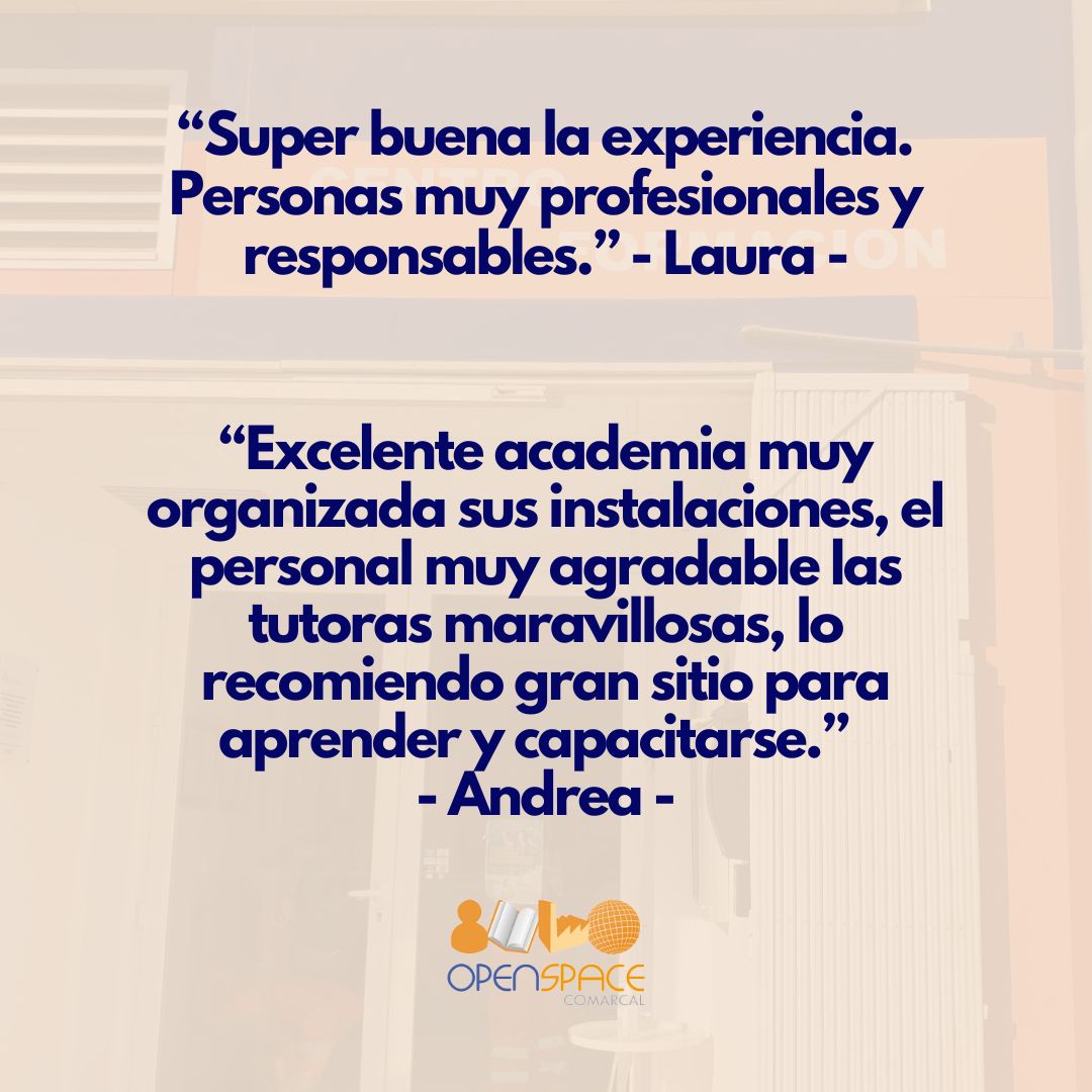 OSComarcal's tweet image. Empezamos la semana con muchísima ilusión de leer vuestras reseñas 😍

Gracias a todo nuestro alumnado por elegir Open Space Comarcal 👏
#openspacecomarcal #formacionprofesional #puertosagunto