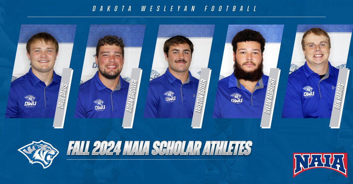 DWU Football (@dwtigerfootball) on Twitter photo Very proud of how these 20 guys have handled themselves both on the field and in the classroom! Here are the Fall 2024 NAIA Scholar-Athletes from DWU Football! #BleedBlue #1Goal Very proud of how these 20 guys have handled themselves both on the field and in the classroom! Here are the Fall 2024 NAIA Scholar-Athletes from DWU Football! #BleedBlue #1Goal