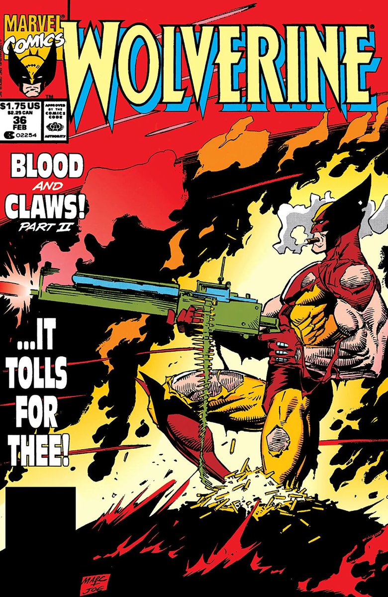 AustinGorton's tweet photo. 346 - Wolverine (v2) #36 (12/11/1990)
"It tolls for thee" would be such a great action movie kiss-off line, on par w/"it's just been revoked!"
Cover by Marc Silvestri & Joe Rubinstein. Interiors by Larry Hama & Silvestri.
#WolverineADay #Wolverine50 #Xmen #WolverineV2 https://t.co/3Vw5jAbg87