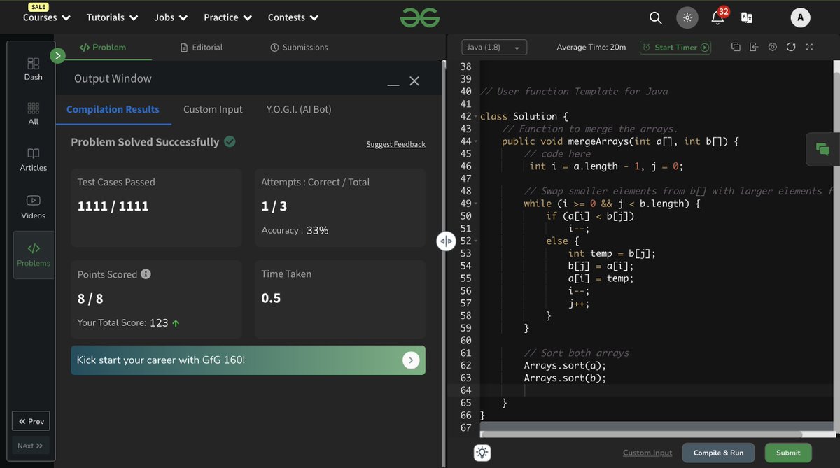 AmriteshRaj09's tweet image. 🌟 Day 23 of 160-Day GeeksforGeeks Challenge 📷 📷 Topic: Array Manipulation #CodingChallenge #Java #ArrayManipulation #LearningEveryday #160DaysChallenge