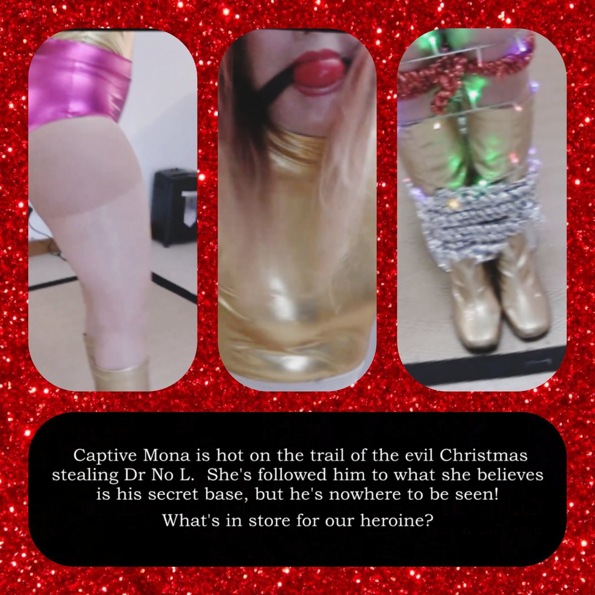 xmas comp day 11 -  trailer coming tomorrow, are you ready to meet Captive Mona??

 #sharetowin #xmastime #xmascomp #christmastime #bondage #xmasbondage #ballgag #gagged #hotpants