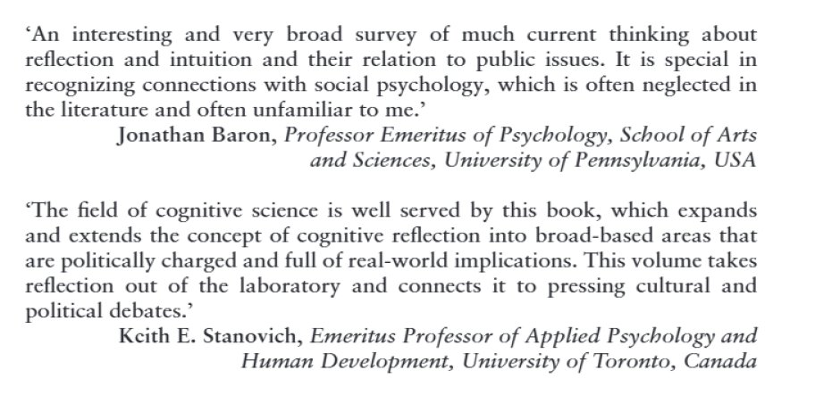📘 Yeni kitabımız çıktı! "Reflection and Intuition in a Crisis-Ridden World: Thinking Hard or Hardly Thinking" 📚 J. Baron ve K. Stanovich gibi devlerin arka kapak yazısıyla onurlandık. Adil Sarıbay (<a href="/AdilSaribay/">Adil Saribay</a>) ile yıllardır süren çalışmalarımızın meyvesi bu kitap, inanılmaz