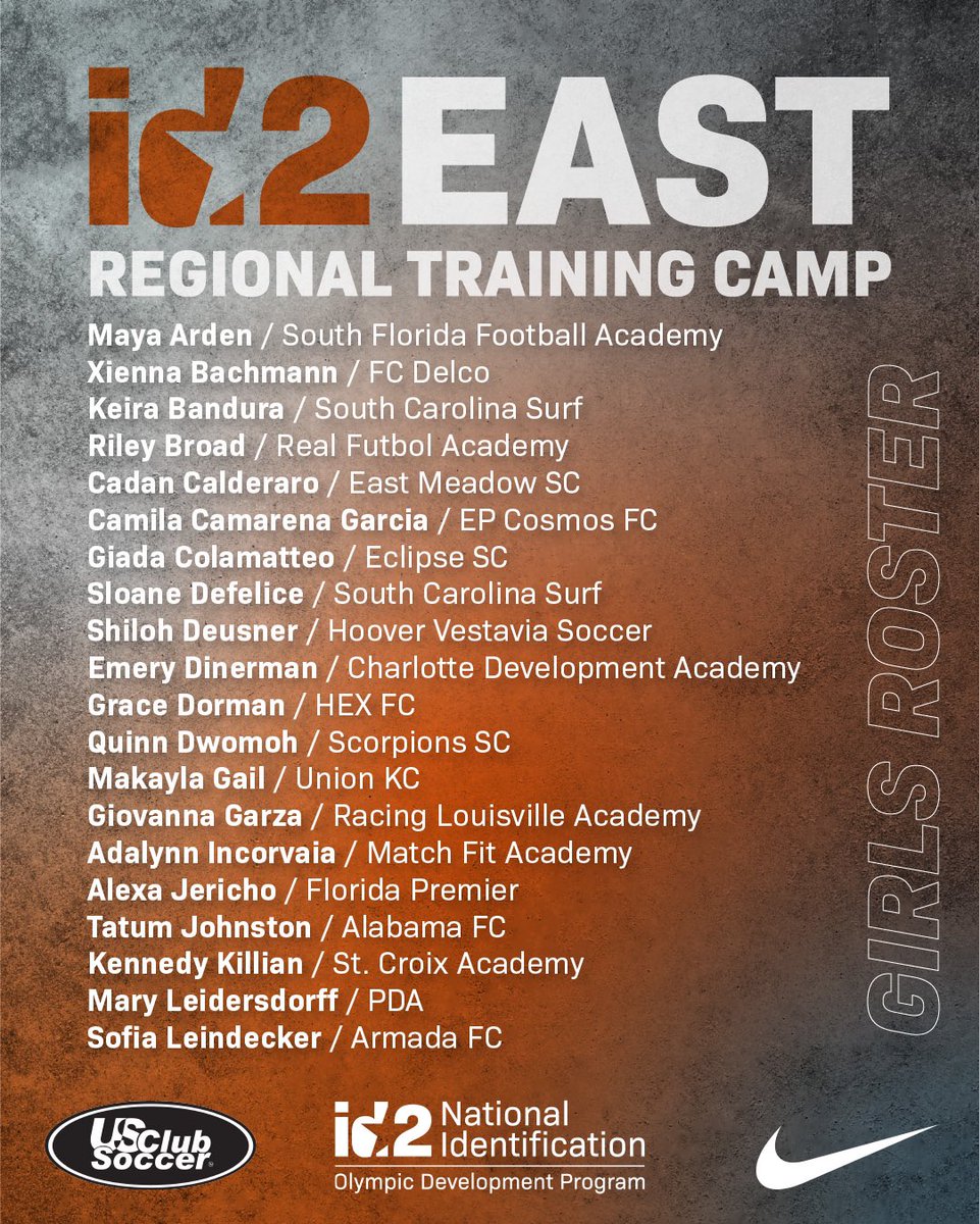 USClubSoccer's tweet photo. 🥁 Please join us in welcoming and congratulating the id2 East Regional Training Camp participants! 👏 

This weekend in Charleston, S.C., we’ll train and evaluate these talented boys and girls (current age group cycle is 2011). #id2soccer https://t.co/tBydxapC68