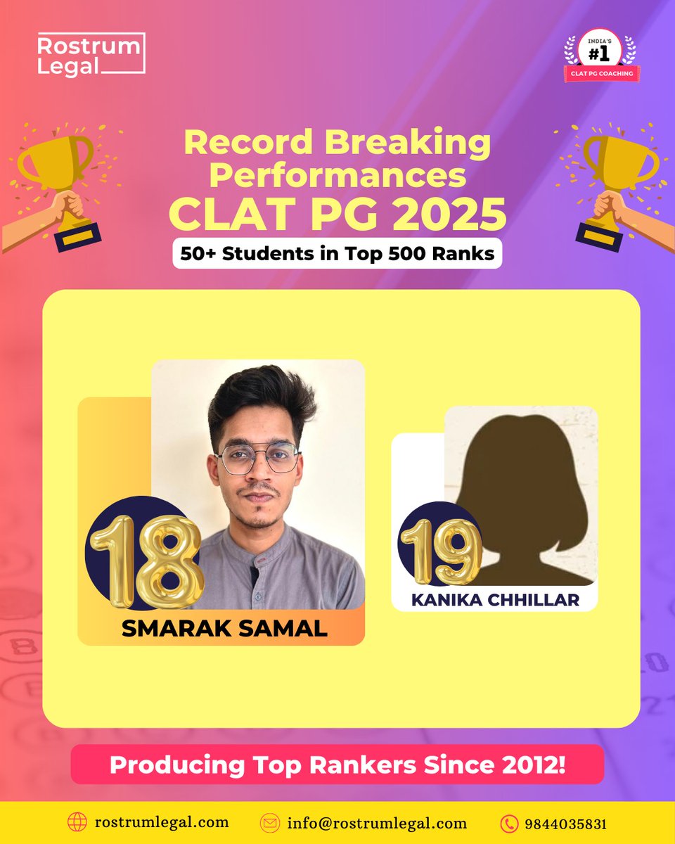 aounkar's tweet photo. Proud Moment for @RostrumLegal! 🌟
As a Co-Founder of RostrumLegal, I am thrilled to celebrate the phenomenal achievements of our students in CLAT PG 2025! 🏆
#CLATPG2025 #TopRankers #RostrumLegal #SuccessStories #LegalEducation #ProudMoment #Leadership #CLAT https://t.co/PdgEQXdWT3