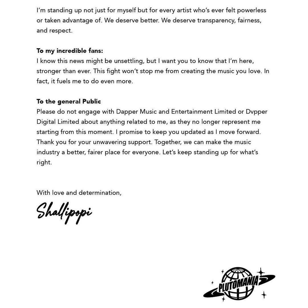 Max1023FM's tweet photo. Shallipopi has announced his split from record label, Dapper Music to whom he was signed since breaking into the mainstream in 2022.
He cited a breach of trust and lack of transparency as the reasons for his decision.
.
#shallipopi #dappermusic #recordlabel #seyivibez https://t.co/q0RRZ1IfHY