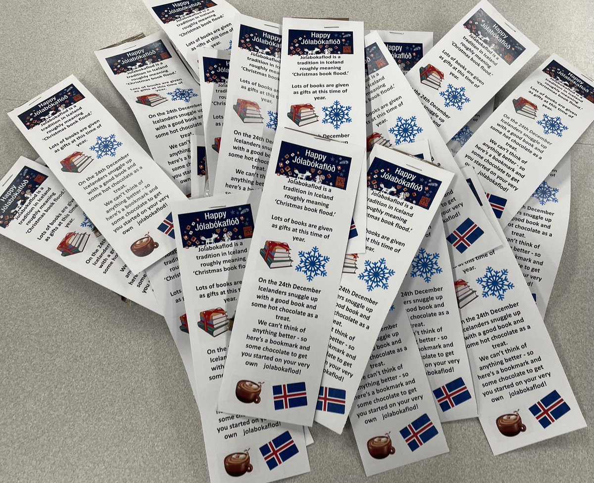 earmstronglib's tweet image. 1100 hot chocolates prepped, sorted and counted for KS3 students to take home for Jolabokaflod celebrations 📚