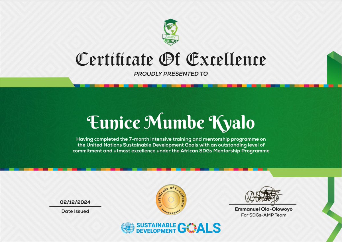 kaiti_gc's tweet photo. Celebrating our Members!

Congratulations to our member  Eunice Mumbe for completing a 7-month UN training on SDGs under the African SDGs Mentorship Program with a focus on SDG 13 and SDG 15.   
#SDGs #AfricanSDGs #Sustainability
#KaitiGreeningChampions https://t.co/25NfoWoqKz