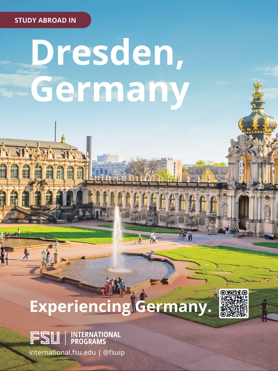 FSU Arts & Sciences (@fsuartssciences) on Twitter photo Study abroad in Germany with <a href="/FSUIP/">FSU Study Abroad</a>! ✈️ From June 22 to July 24, 2025, you'll explore Dresden, Berlin, Weimar, Meissen, & Pulsnitz. Students will be enrolled in German classes based on experience, but prior knowledge of German isn't required. More info: fla.st/74MLPMV9 Study abroad in Germany with <a href="/FSUIP/">FSU Study Abroad</a>! ✈️ From June 22 to July 24, 2025, you'll explore Dresden, Berlin, Weimar, Meissen, & Pulsnitz. Students will be enrolled in German classes based on experience, but prior knowledge of German isn't required. More info: fla.st/74MLPMV9