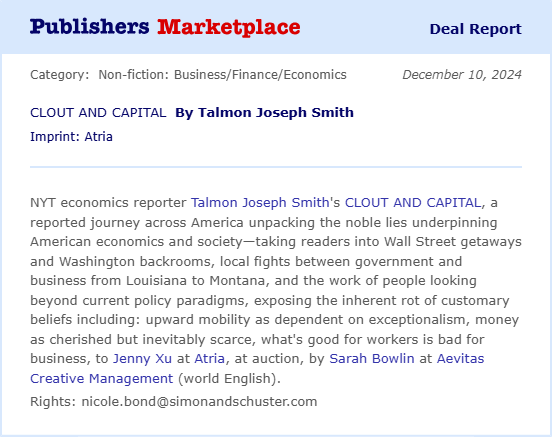 talmonsmith's tweet image. rounding out the year with some personal news:
it's book time