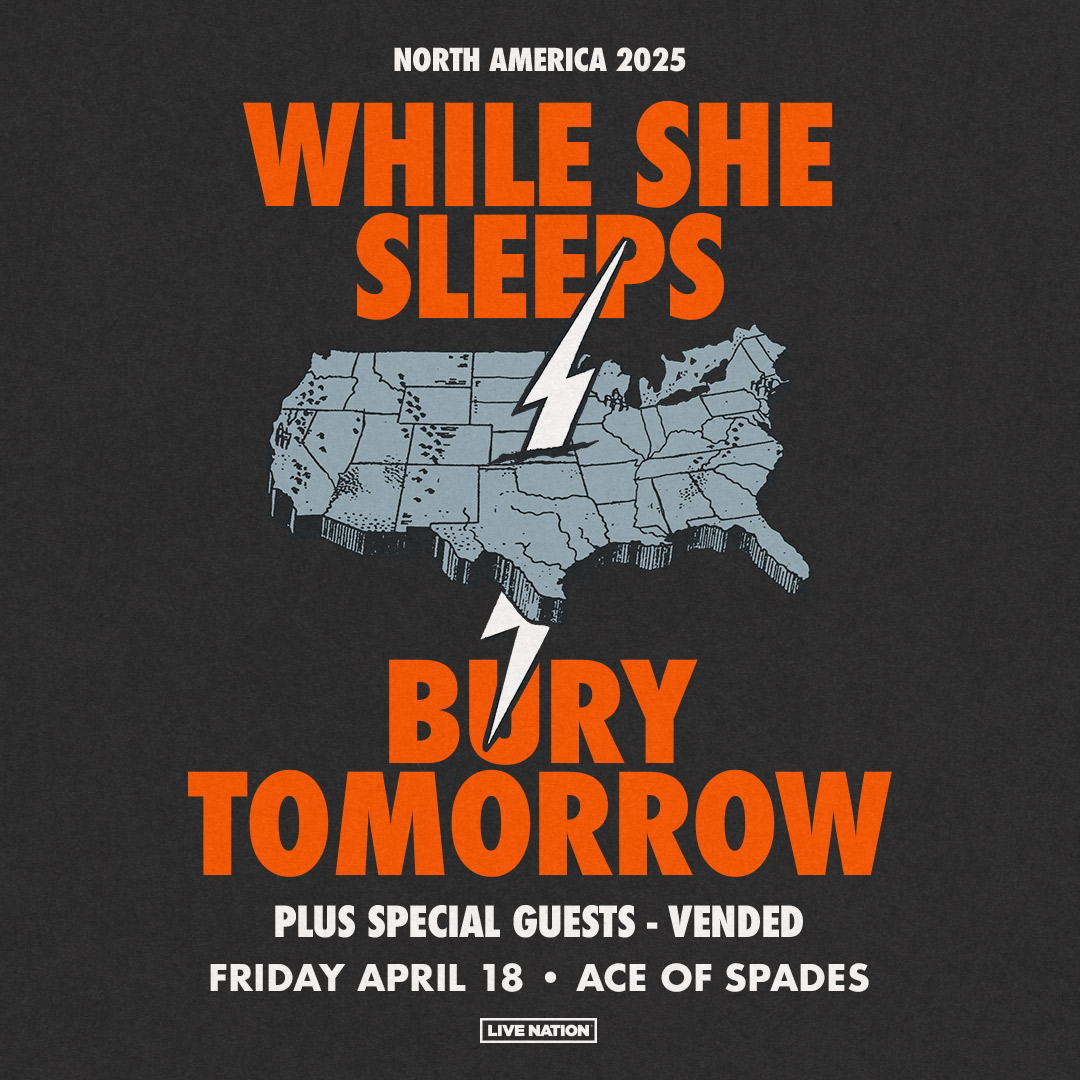 aceofspadessac's tweet photo. JUST ANNOUNCED: Metal bands While She Sleeps and Bury Tomorrow are bringing their North America 2025 Tour to Ace of Spades on Friday, April 18th 🤘 

♠️ PRESALE: Thursday, 12/12 @ 10AM 
CODE: JOY
♠️ ON SALE: Friday, 12/13 @ 10AM https://t.co/9nLfSzZXRj