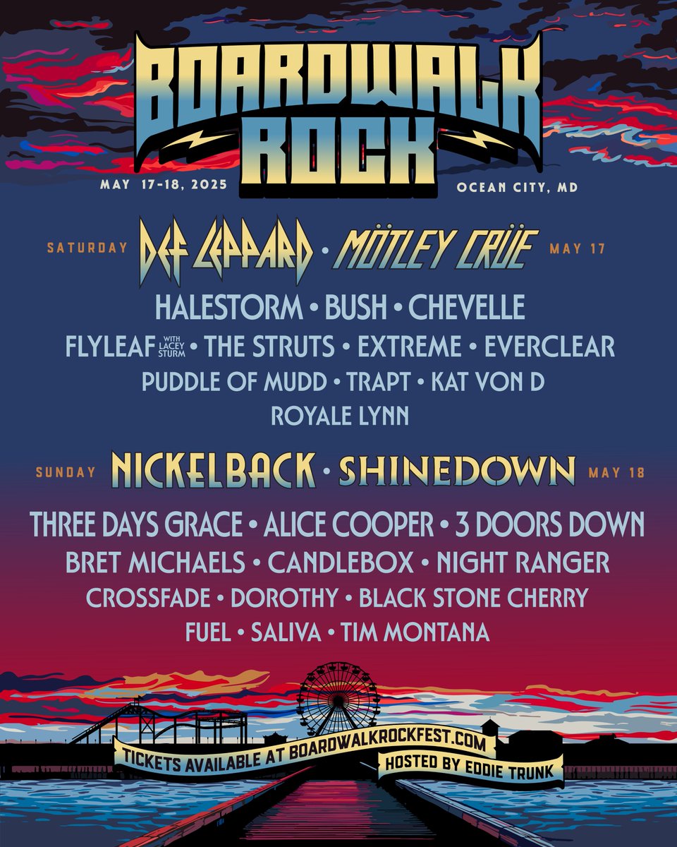 Look at this lineup 🔥🔥🔥 Presale begins Friday, 12/13 at 10am ET with access to the lowest-priced tickets 🎫   

Sign up now for a presale passcode: boardwalkrockfest.com

A general on-sale will follow on 12/13 at 11am ET if tickets remain.