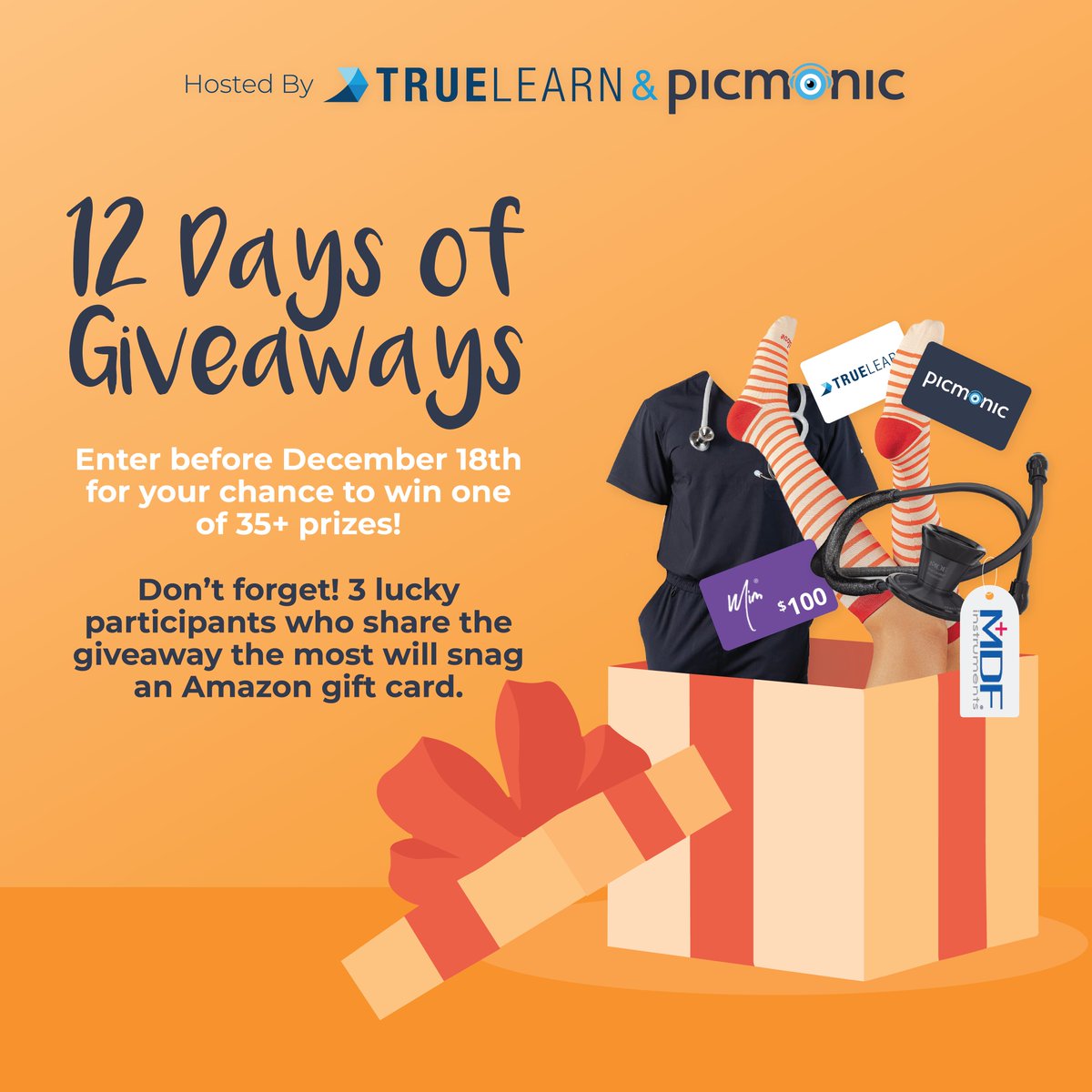 COMBANKmed's tweet image. TrueLearn & Picmonic's 12 Days of Giveaways are here! 🙌
Until the 18th, enter daily to win prizes, worth up to $4,000! 🎁
Don’t wait—enter now: bit.ly/12_days_giveaw…
#giveaway #picmonic #truelearn #holiday #nursing #medicine #healthcare #healthcarestudent #holidaygiveaway