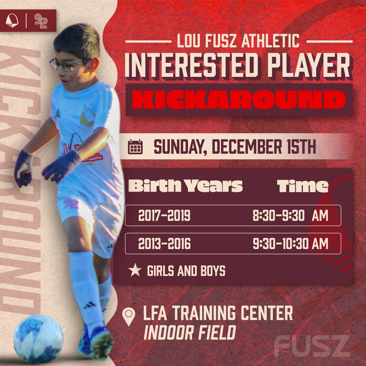 Lou Fusz Soccer Club (@loufuszsoccer) on Twitter photo ππ‘π§ππ₯ππ¦π§ππ π£πππ¬ππ₯ ππππππ₯π’π¨π‘π π¨UPDATED π¨
New location and new times for this weekend's Lou Fusz Athletic Interested Player Kickaround!
Use the LINK BELOW for more information and to signup:
docs.google.com/forms/d/e/1FAIβ¦
#loufuszsoccer | #WEAREFUSZ ππ‘π§ππ₯ππ¦π§ππ π£πππ¬ππ₯ ππππππ₯π’π¨π‘π π¨UPDATED π¨
New location and new times for this weekend's Lou Fusz Athletic Interested Player Kickaround!
Use the LINK BELOW for more information and to signup:
docs.google.com/forms/d/e/1FAIβ¦
#loufuszsoccer | #WEAREFUSZ