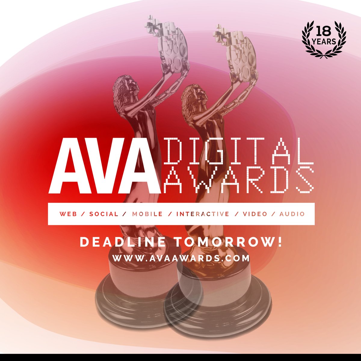 Don't miss it! 
The deadline is tomorrow December 12th at 11:59 PM. 
Enter online today: AVAawards.com