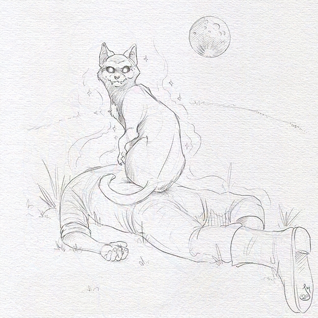 TheJasonMartian's tweet photo. You've heard of Elf on a Shelf, 
but have you heard of...
#sidhe #cat #sketch https://t.co/D6zyF8OKy4