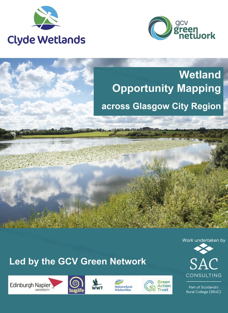 We are delighted to publish a new @ClydeWetlands mapping study for the <a href="/GlasgowCityRgn/">Glasgow City Region</a>. The study led by @GCVGreenNetwork provides new data and evidence for the region to target future #wetland creation &amp; help identify #NatureNetworks💧🌱🦋