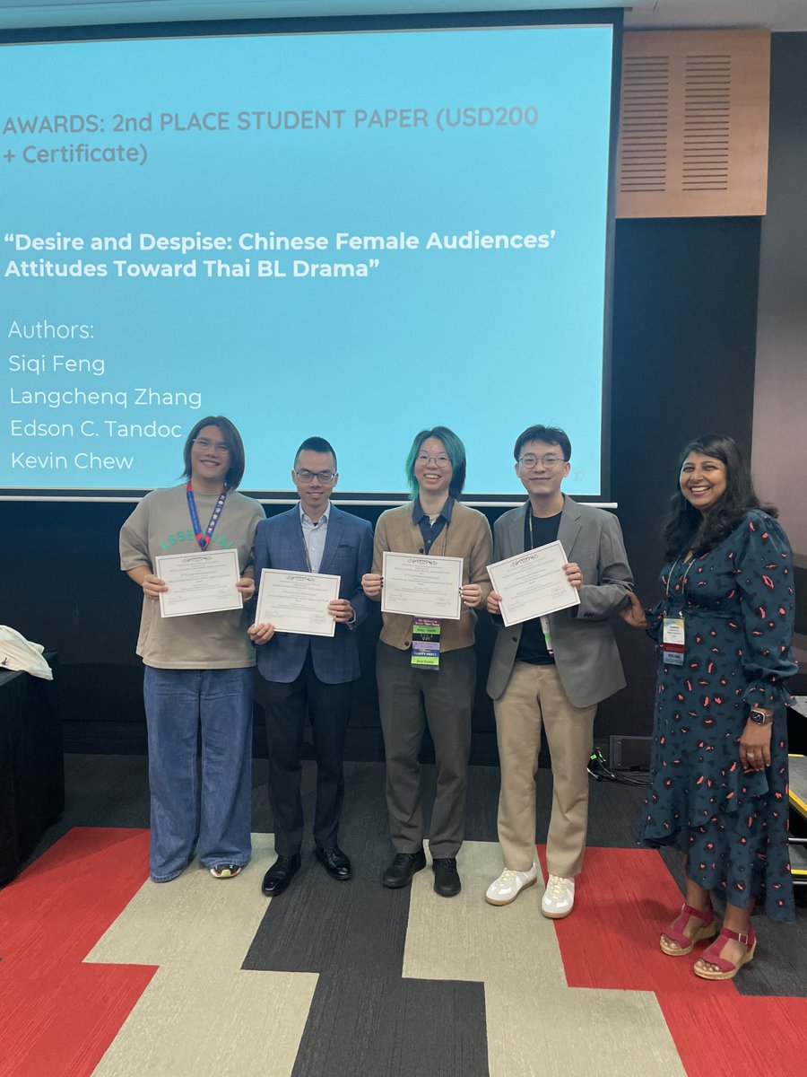 ICA_InterComm's tweet photo. As we prepare for ICA'S 2025 conference, we want to congratulate again all winners from the Intercultural Communication Division awards of this year! 🎉
Ziran Zhao (@MonashMalaysia), Siqi Feng, Langcheng Zhang, Edson Tandoc, and Kevin Chew (@NTUsg) + https://t.co/wiXXWCXZVm