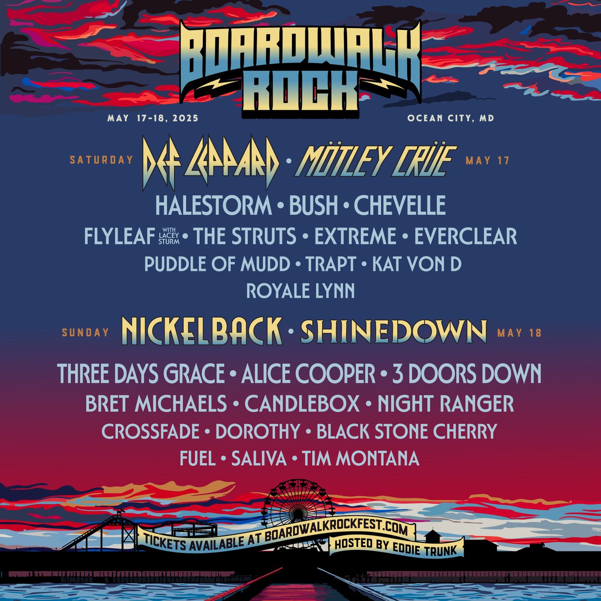 Ready to rock the Boardwalk in Ocean City, MD for the inaugural <a href="/boardwalkrock/">Boardwalk Rock Fest</a> festival May 17-18!! Tickets on sale Friday at BoardwalkRockFest.com 👊🤘💥🔥