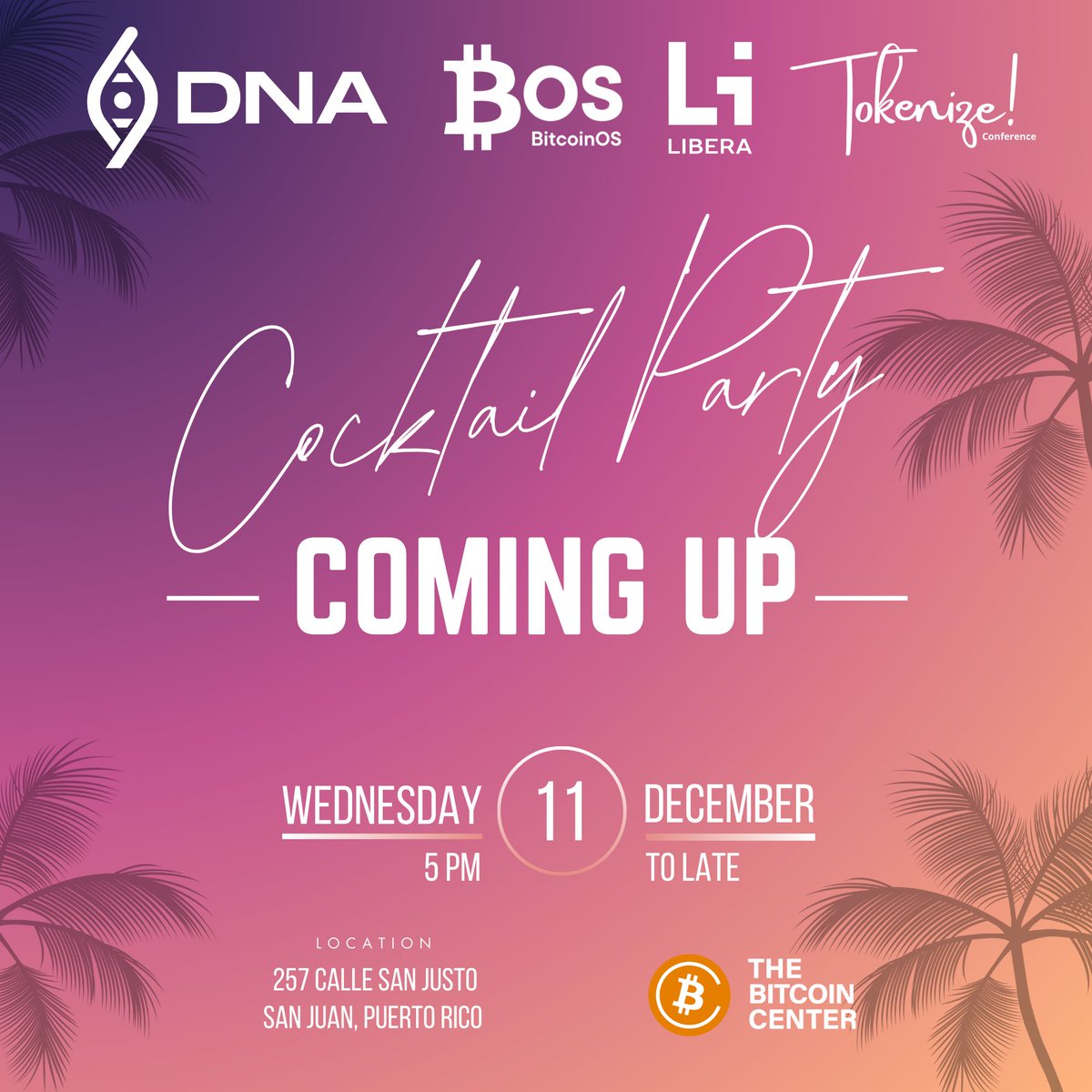 Welcome to The Bitcoin Center! GENESIS NIGHT is happening TONIGHT! Get  ready to immerse yourself in the pulse of innovation, right in the heart of  Old San Juan, where it all begins.