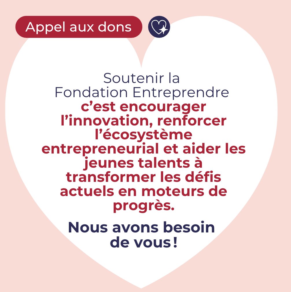 🚀Aidez-nous à atteindre 250K€ d’ici fin d’année pour soutenir les jeunes entrepreneurs et construire un avenir inclusif. Chaque don renforce l’entrepreneuriat et génère un impact durable. Merci de votre soutien ! Je soutiens la Fondation Entreprendre👉 don.fondation-entreprendre.org/don