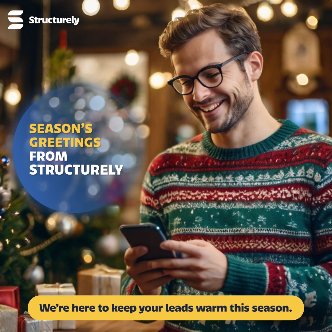 Season’s Greetings from Structurely! 🎄✨ 
We're here to keep your leads warm and your sales even warmer this season. 🔥 
#HappyHolidays #LeadEngagement