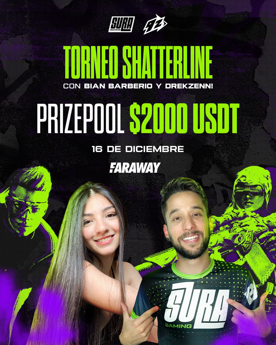 ¡SE VIENE TORNEO DE SHATTERLINE! 

Te invitamos junto a <a href="/suragamingteam/">Sura Gaming</a> a pasar una tarde jugando <a href="/ShatterlineLAT/">Shatterline LATAM</a> donde podrás competir por $2000 USDT en premios.

Te esperamos junto a nuestros hosts @biannbarberio y <a href="/DrekzeNN/">Iarek Hoffmann</a> para un torneazo!

Condiciones para participar 👇🏼
🔶
