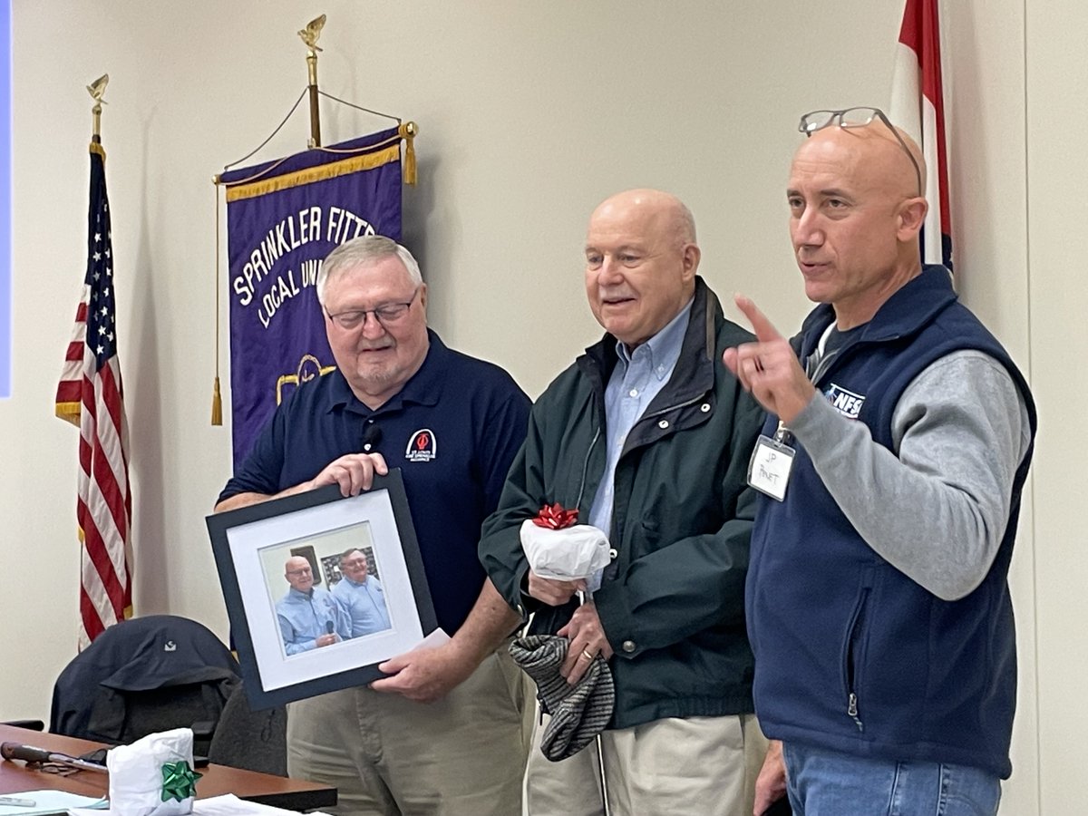 NFSAorg's tweet image. Team NFSA Retirement Party for John LaVenture! Great to have Missouri Fire Marshals Assoc. The St Louis Fire Sprinkler Alliance, and all our local members here with @chiefrays  Thanks to the Sprinkler Fitters Local 268 for hosting the event! #PartnersInProgress #TYJohn