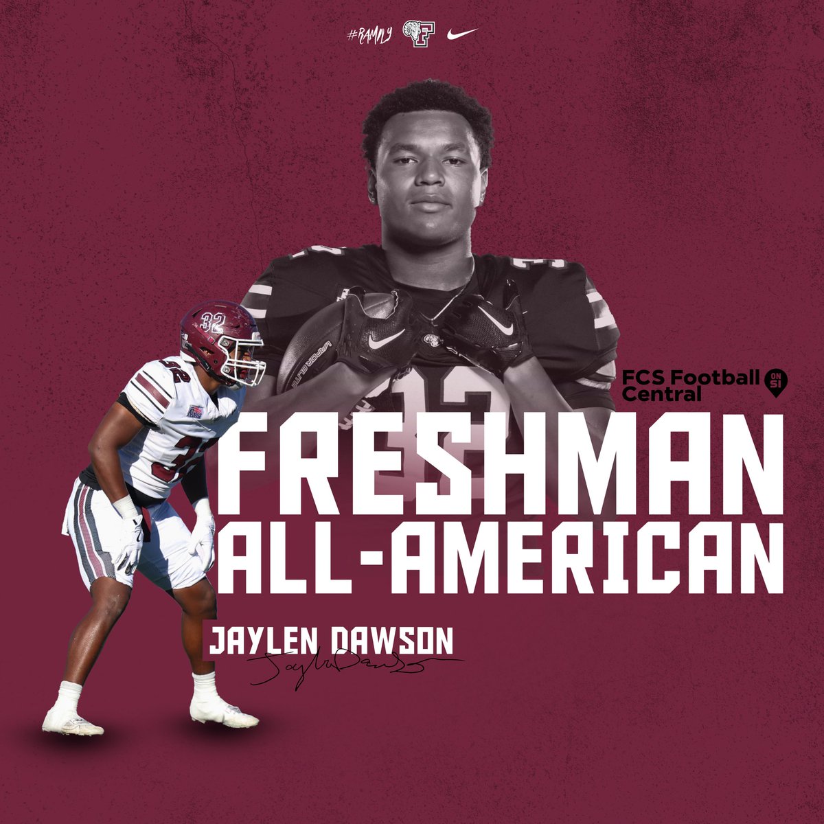 Fordham Football (@fordhamfootball) on Twitter photo LB <a href="/JaylenDawson11/">JaylenDawson</a> has been named a Freshman All-American by FCS Football Central‼️🔥
#RAMILY 🐏 LB <a href="/JaylenDawson11/">JaylenDawson</a> has been named a Freshman All-American by FCS Football Central‼️🔥
#RAMILY 🐏