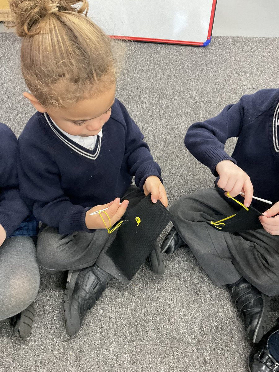 Nursery have enjoyed some sewing this afternoon.