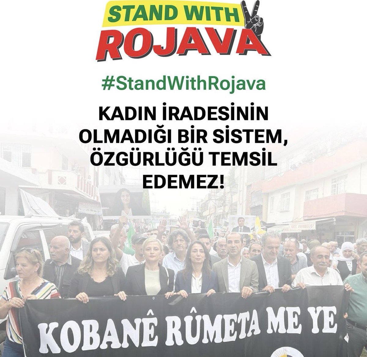 🔲Rojava devrimi halklar ve kadınların devrimidir. Çetelere karşı Rojava devrimini savunuyoruz! #StandWithRojava

🔲Şoreşa Rojava şoreşa jinan e. Jin dê hemû êrişan berteref bikin. #StandWithRojava

🔲Defending Rojava means defending women's freedom, secularism, and the